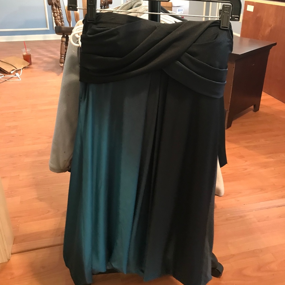 black & blue hombre strapless dress